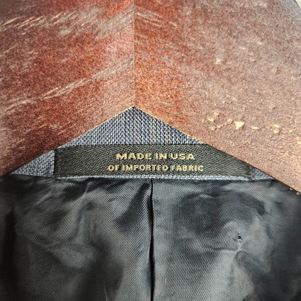 Hart Schaffner Marx Gold Trumpeter Blazer 42L Gray Plaid Wool Sport Coat USA Uni